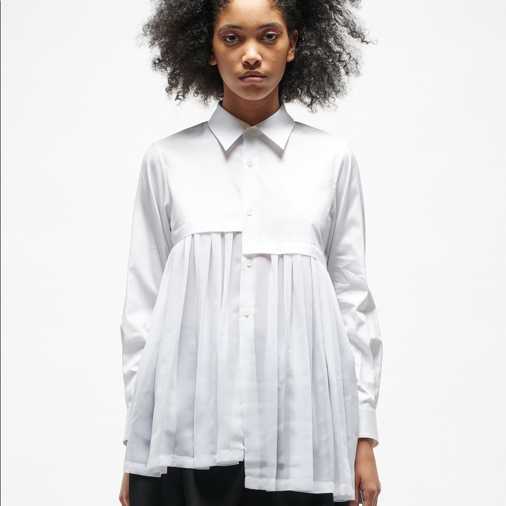 Comme des Garçons white pleated shirt